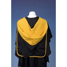 Full Shape Black Hood With Old Gold Lining and Old Gold Edging